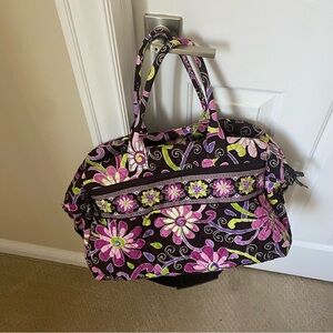 Vera Bradley Purple Punch Weekend Travel Duffle Bag Purple Brown Pink Floral